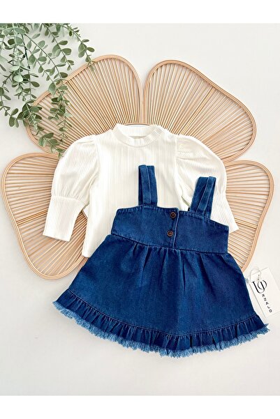 Jammybaby Püsküllü Kot Jile Elbise %100 Pamuk Likralı Ribana Balon Bluz Lüks ...