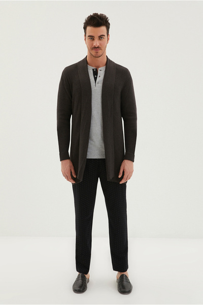 Kiğılı 3-Piece Patterned Cotton Pajama Set - Long Sleeve, Placket Knitwear Rob