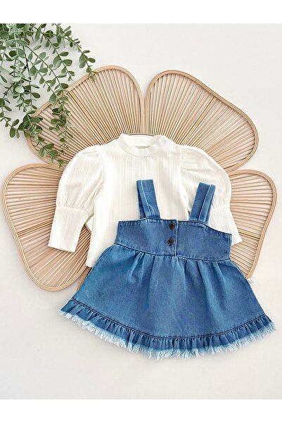 Jammybaby Püsküllü Kot Jile Elbise %100 Pamuk Likralı Ribana Balon Bluz Lüks ...