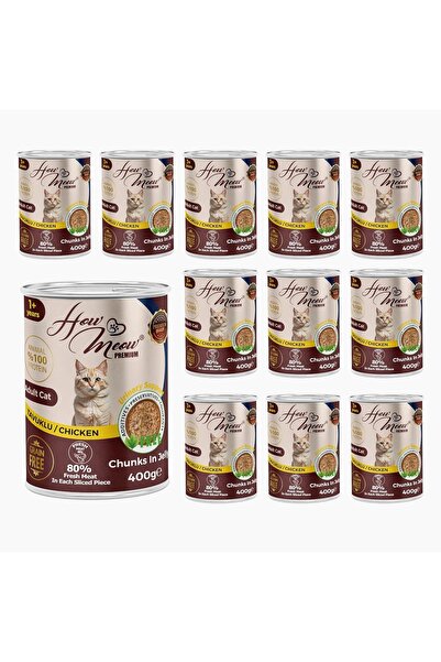 How Meow Yetişkin Kedi Tavuklu ve Jöleli Konserve Mama 400 Gr x 12 adet