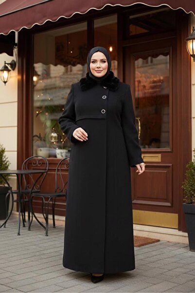 Alvina معطف بتفاصيل من الفرو 90367