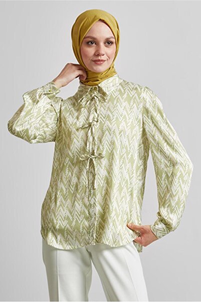 Alvina Patterned Satin Blouse Model No: 45430