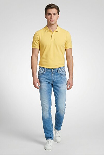 Replay Men Straight Fit Washed Stretchable Denim, Medium Blue