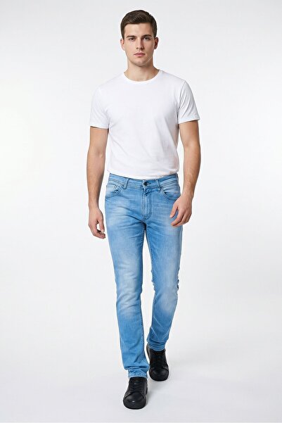 Replay بنطلون جينز رجالي ضيق قابل للتمدد، أزرق