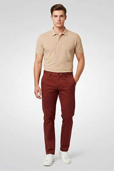 Gant بنطال تشينو رجالي ضيق، لون صدئ داكن