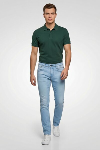 Replay Men Slim Fit Washed Stretchable Denim Jeans, Light Blue