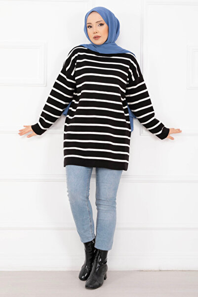 EBRUTESETTÜR Striped Oversize Knitwear Sweater Black