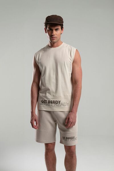 BENMANAJ Beige Men's Printed Athlete