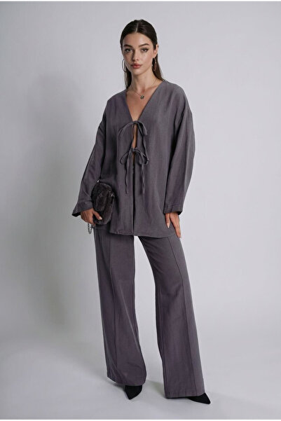 Madmext Smoked Tie Front Bottom Top Set Mg2423