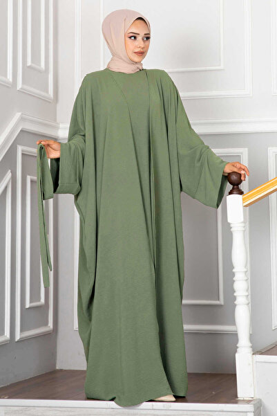 EBRUTESETTÜR Leyli Tesettür Abaya Set Mint