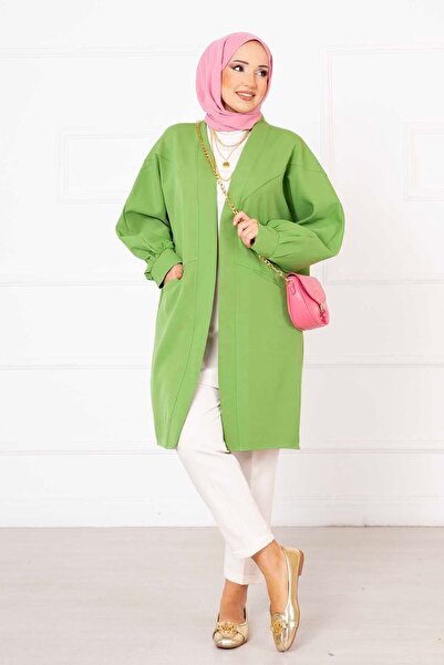 EBRUTESETTÜR جاكيت أطلس تشيتيور بجيوب جانبية باللون الأخضر الفستقي