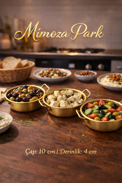 MİMOZA PARK 1 Adet Gold Kahvaltı Sunumluk Sosluk Çerezlik – Metal Kulplu Mini...