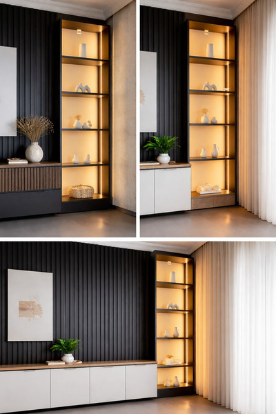 Ömür hobi Yıldız antrasit 200x40x25 vitrin tv ünitesi yanı gümüşlük