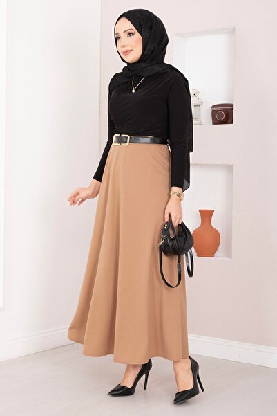 EBRUTESETTÜR Mevlana Tesettür Etek Camel