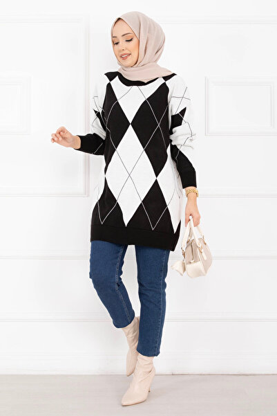 EBRUTESETTÜR Baklava Pattern Knitwear Sweater Black