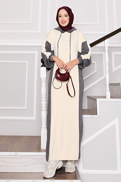 EBRUTESETTÜR بغطاء رأس ملابس رياضية تريكو رمادي-إكرو