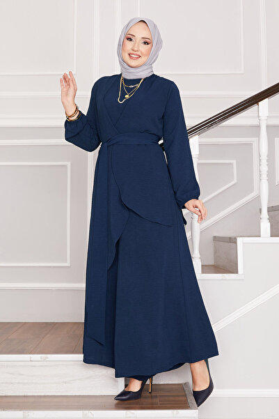 EBRUTESETTÜR Salaş Kalıp Aerobin Tesettür İkili Takım İndigo