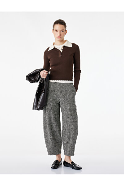 Koton Метални нишки, детайли, блестящи, с джобове, туид, балонни панталони