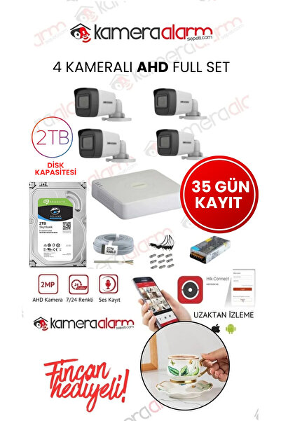 Hikvision 4 Kameralı Güvenlik Kamera Hazır Set- 4 Kamera Kayıt Sistemi