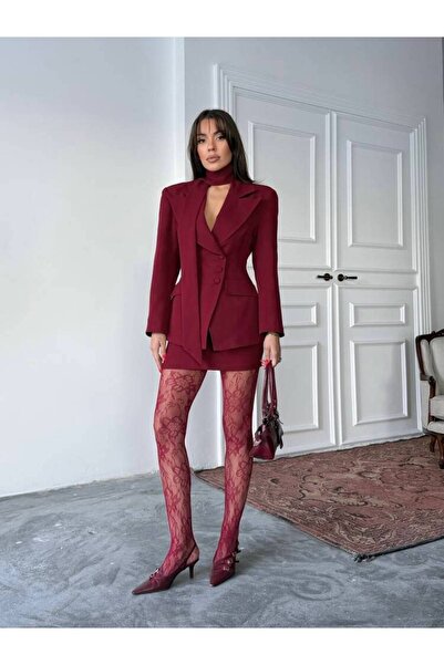 MAXMOOR SCARLET Ceket Etek Takım 3074 - Bordo