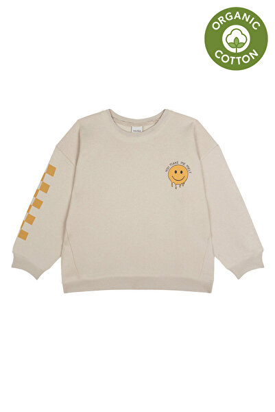 Antebies Bej Sarı Uzun Kollu Erkek Çocuk Sweatshirt