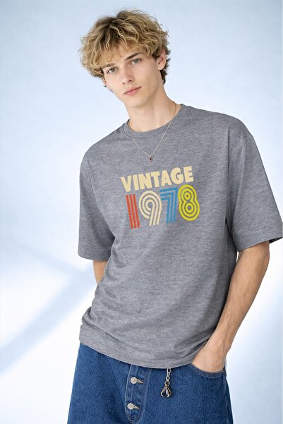 caddekombin Tricou gri pentru bărbați, cu design nostalgic 1978, imprimat, cu...