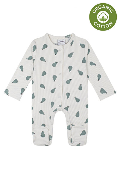 Antebies بدلة أطفال عضوية بنمط الكمثرى باللون الرمادي والأخضر بأكمام طويلة وس...