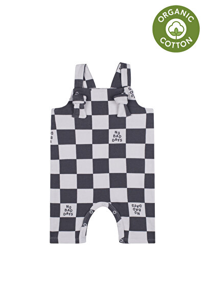 Antebies Organik Gri Beyaz No Bad Days Ekose Desen Ayarlanabilir Askılı Polar...