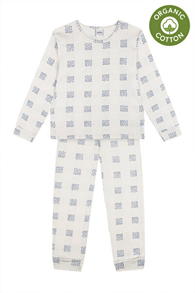 Antebies Organik Krem Ekose Çiçek Desenli Beli Lastikli Uzun Kollu Kız Çocuk ...