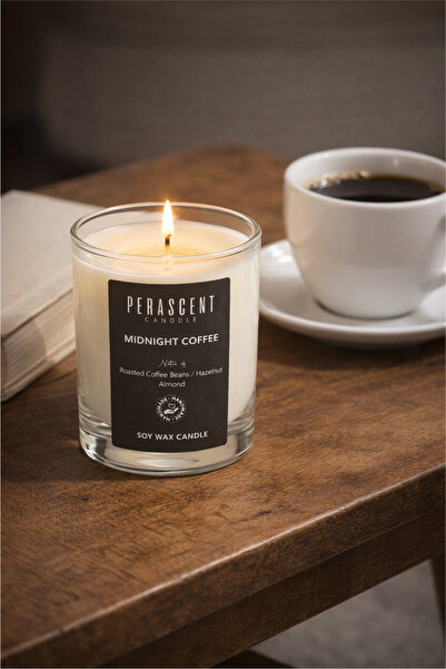 Perascent Kahve Kokulu Doğal Soya Mum 185 mL Bardak Tasarım – Midnight Coffee
