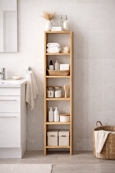 6 Raflı Dekoratif Kitaplık ATLANTIK ÇAM Kitaplık Ofis Kitaplığı Dolap Kitap Rafı