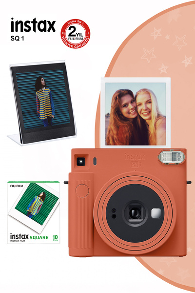 Fujifilm Instax SQ1 Terracotta Turuncu Fotoğraf Makinesi 10lu Kare Film ve Pl...