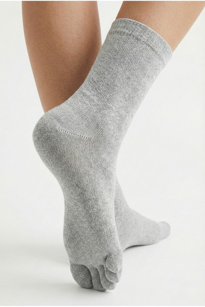 Luminos Butik Bambu Parmaklı Gri Çorap | Koku ve Mantar Önleyici | Ter Emici ...