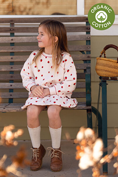 Antebies سويت شيرت بناتي من الصوف الوردي العضوي