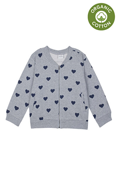 Antebies Organik Gri Melanj Kız Çocuk Bomber Ceket