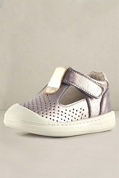 Rakerplus Shaun Genuine Leather Gold Velcro Anatomical Baby Girl Sandals