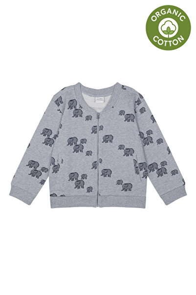 Antebies Organik Gri Melanj Erkek Çocuk Bomber Ceket