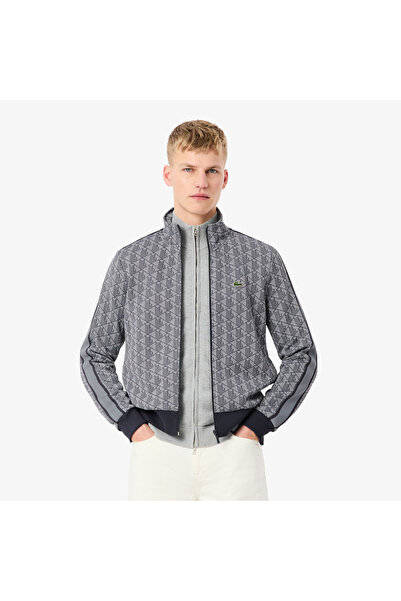 Lacoste Erkek Regular Fit Fermuarlı Monogram Gri Sweatshirt