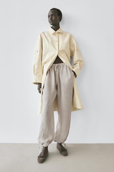 Massimo Dutti %100 keten şalvar pantolon