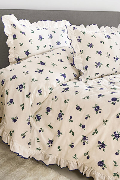 DB Set cuvertură dublă pentru pilota, 100% bumbac, mov, cu volane ornamentale...