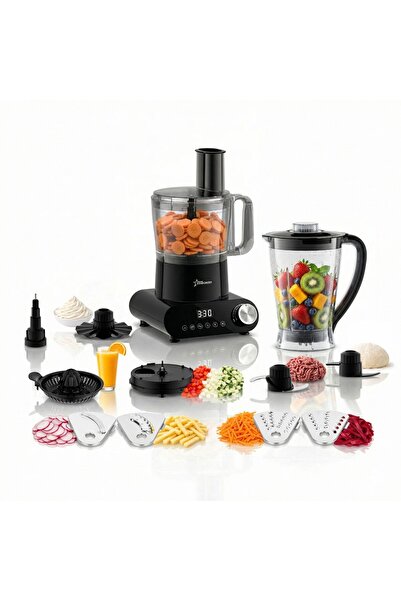 STARCREST Food Processor SKM1525-10BK, 1500W, 2.5 L Bowl, 10 Accessories, Tim...