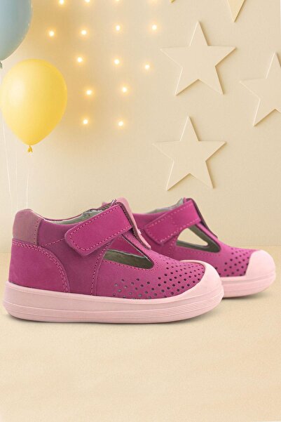 Rakerplus صندل شون من الجلد الطبيعي باللون الفوشيا الوردي المزود بشريط فيلكرو...