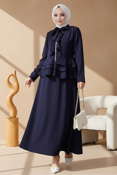 Bestenur Nesla Tunic Φούστα Διπλό Σετ 1418 - Navy Blue