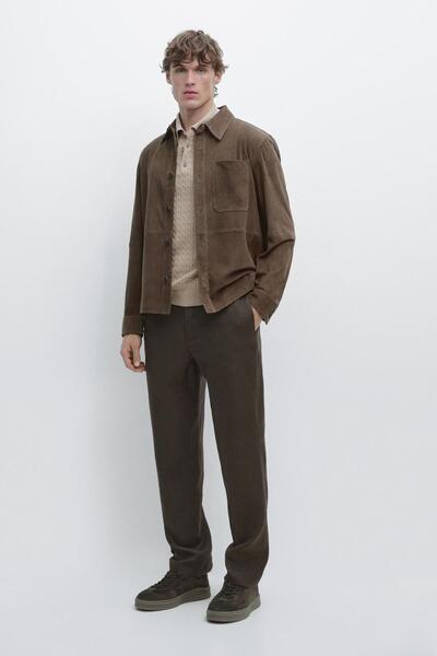 Massimo Dutti Tapered fit linen trousers