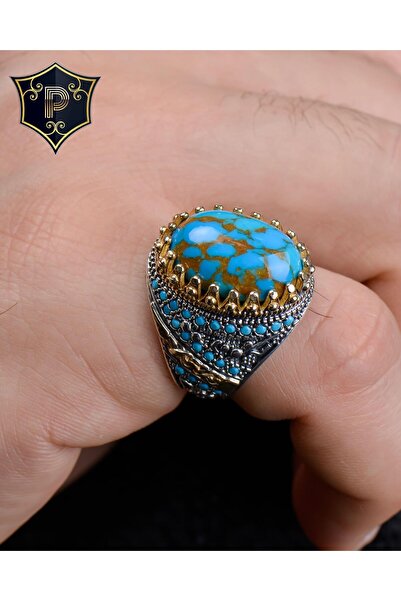 Prestige Gümüş Erkek Yüzük Turkuaz Firuze Taşlı 10000000115
