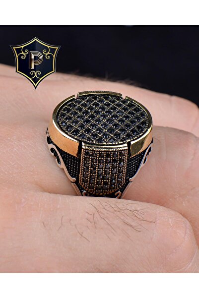 Prestige 925 Ayar Gümüş Erkek Yüzük Nano Taş Süslemeli 10000000104