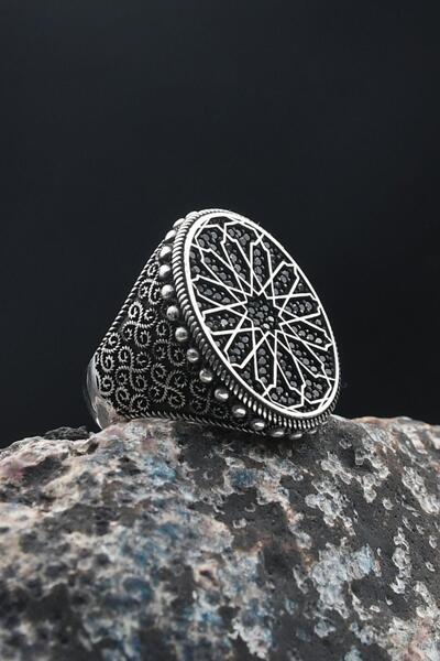 Prestige 925 Ayar Gümüş Erk925 Ayar Gümüş Erkek Yüzüğü Mikro Taş Mıhlamalı It...