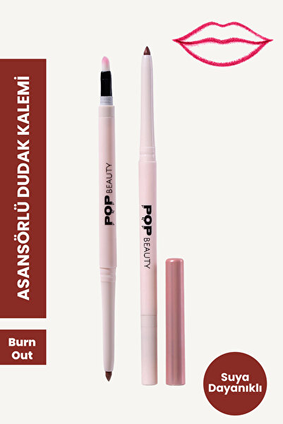 POP Beauty Dudak Kalemi, Suya Dayanıklı, Asansörlü, Waterproof Lıplıner- Burn...