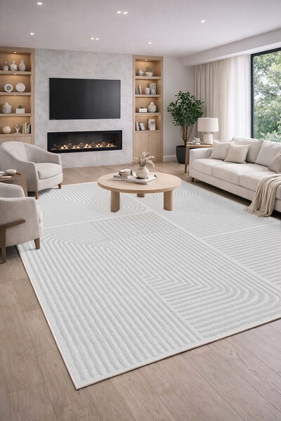 VOPTEKS Gri Halı Salon Halısı Makinede Yıkanabilir Halı Kaymaz Taban Halı