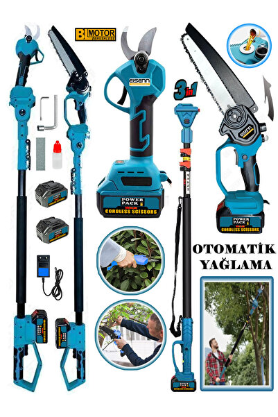 Eisenn German Brushless Motor BLUE 2 Adet Super Akülü Bağ Makası + Dal Budama...